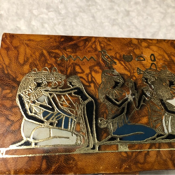Hand Crafted Leather Egyptian Keepsake Box - Picture 10 of 16